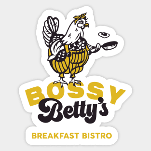 Bossy Betty's Breakfast Bistro. Cool Chicken Cooking Eggs Art Sticker